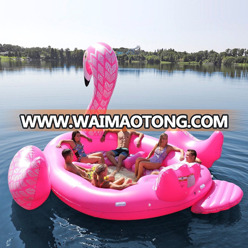 6 people large inflatable flamingo pool floating island water party floating hovercraft swimming ring toy