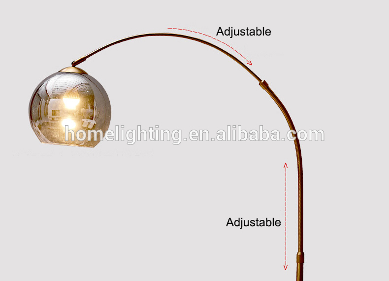 JLF-3077 Modern Marble Base Fishing Floor Standing Lamp With Globe Glass Shade For Home Living Room Decorative Lighting