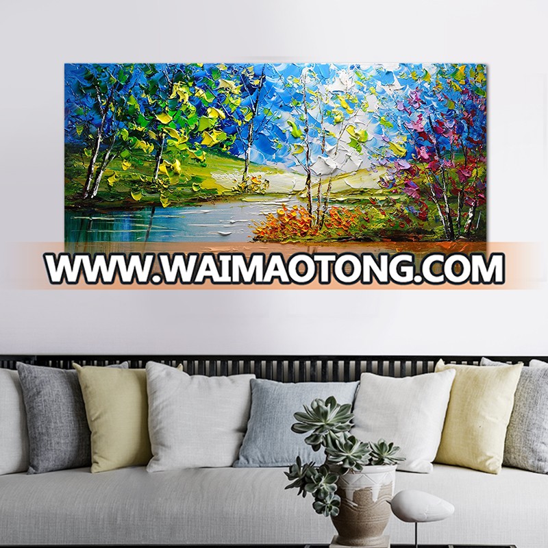 Wholesale High Quality Abstract Trees Oil Painting On Canvas Handmade Beautiful Colors Abstract Landscape Trees Oil Paintings