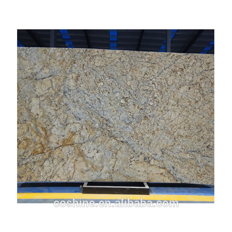 Owner Quarry Sales 2cm Polished Golden Granite Big Slabs For Kitchen Countertop