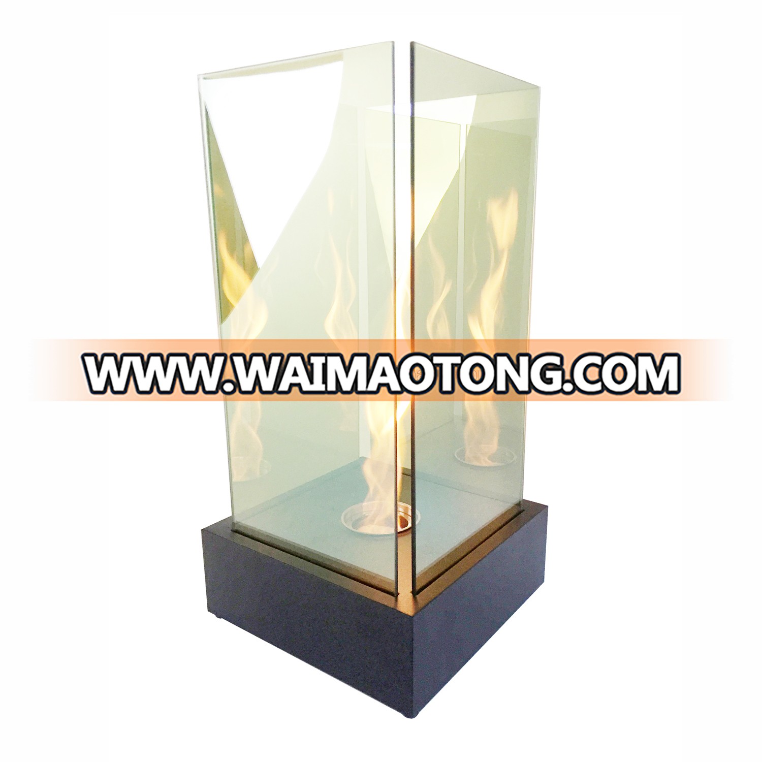 metal stand tornado bio ethanol fireplace with large tempered glass