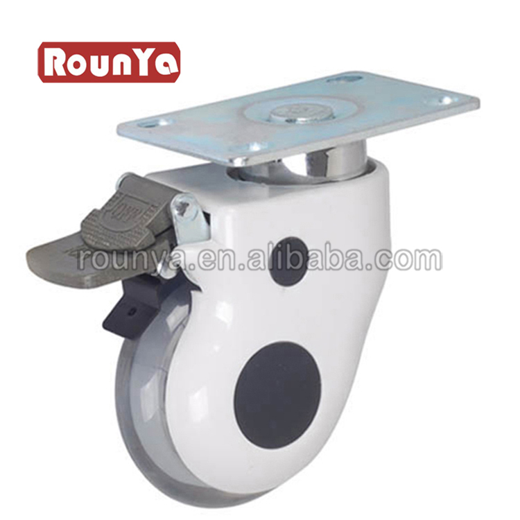 3in covered hospital medical top plate swivel with brake casters polyurethane wheel