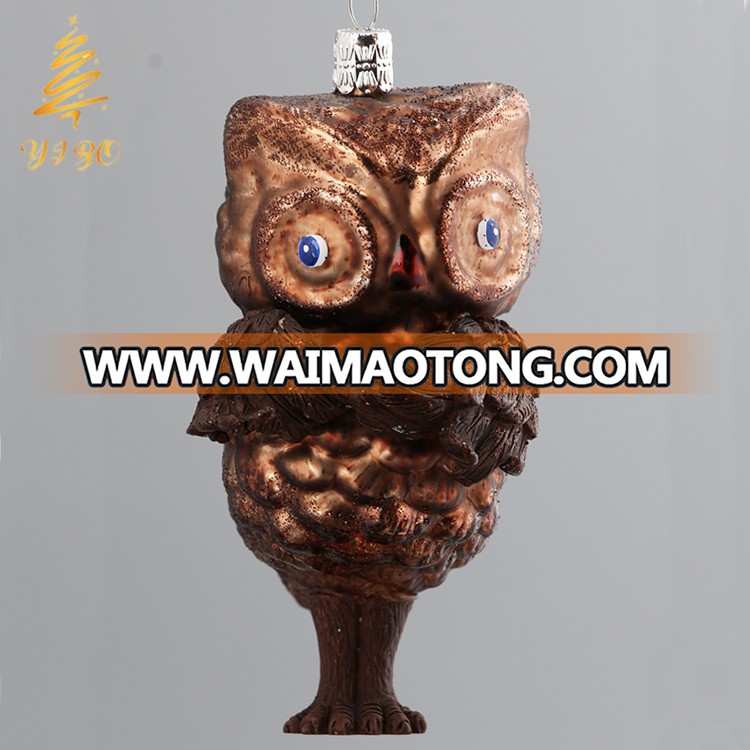 brown glass hollow owl christmas tree decorations