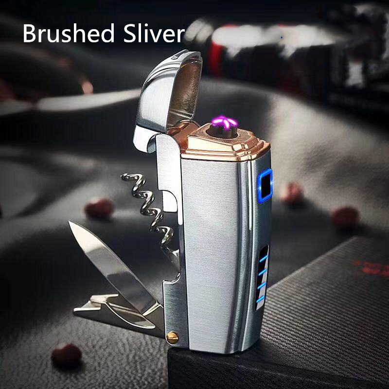 Hot Sell Multi-function Plasma USB Lighter ,Rechargeable Lighter With Knife