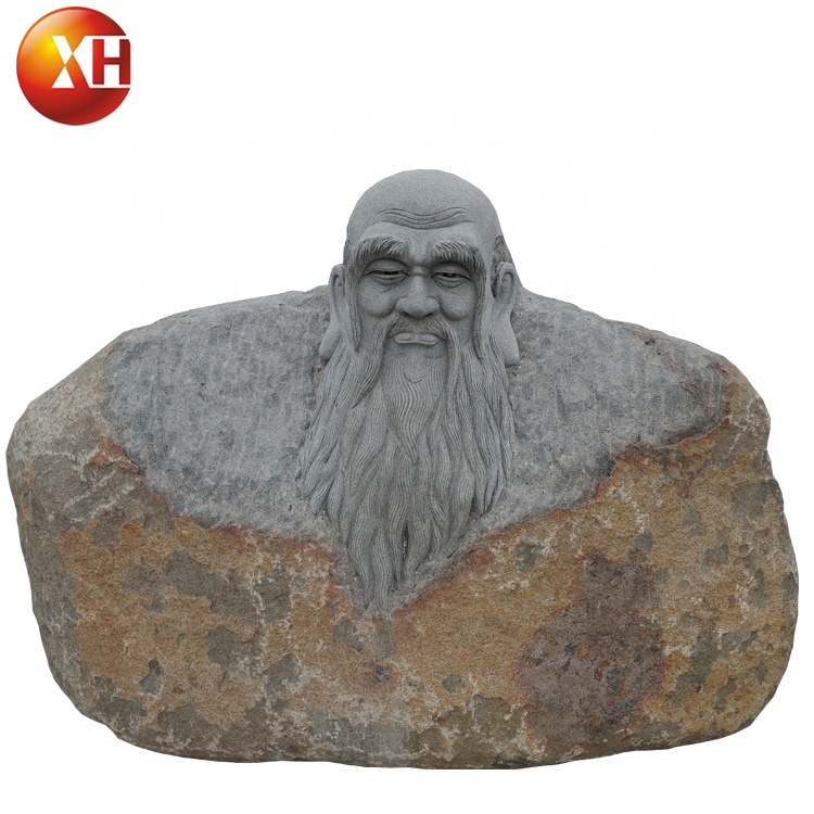 Hand Carved Natural Stone Lao Zi Sculpture For Sale