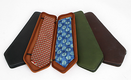 Leather Neck Tie Travel Case for Tie Clips and Cufflinks Organizer