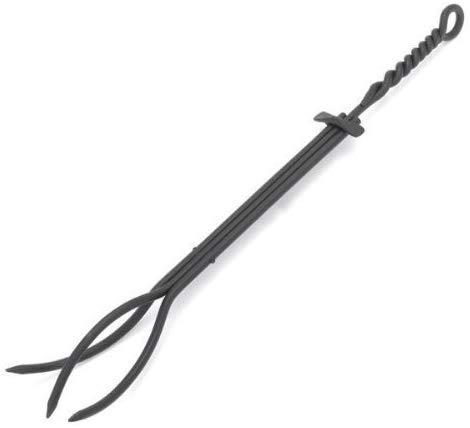 Hanssz Rope Handle Single Tool Fireplace Tongs Standard Black Campfire Fire Place Tender Tong Extra Long 26.6 Inch