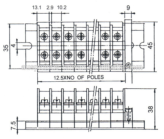 6mm2 30A 300VAC Rail Mount Terminal Block (TR-30)