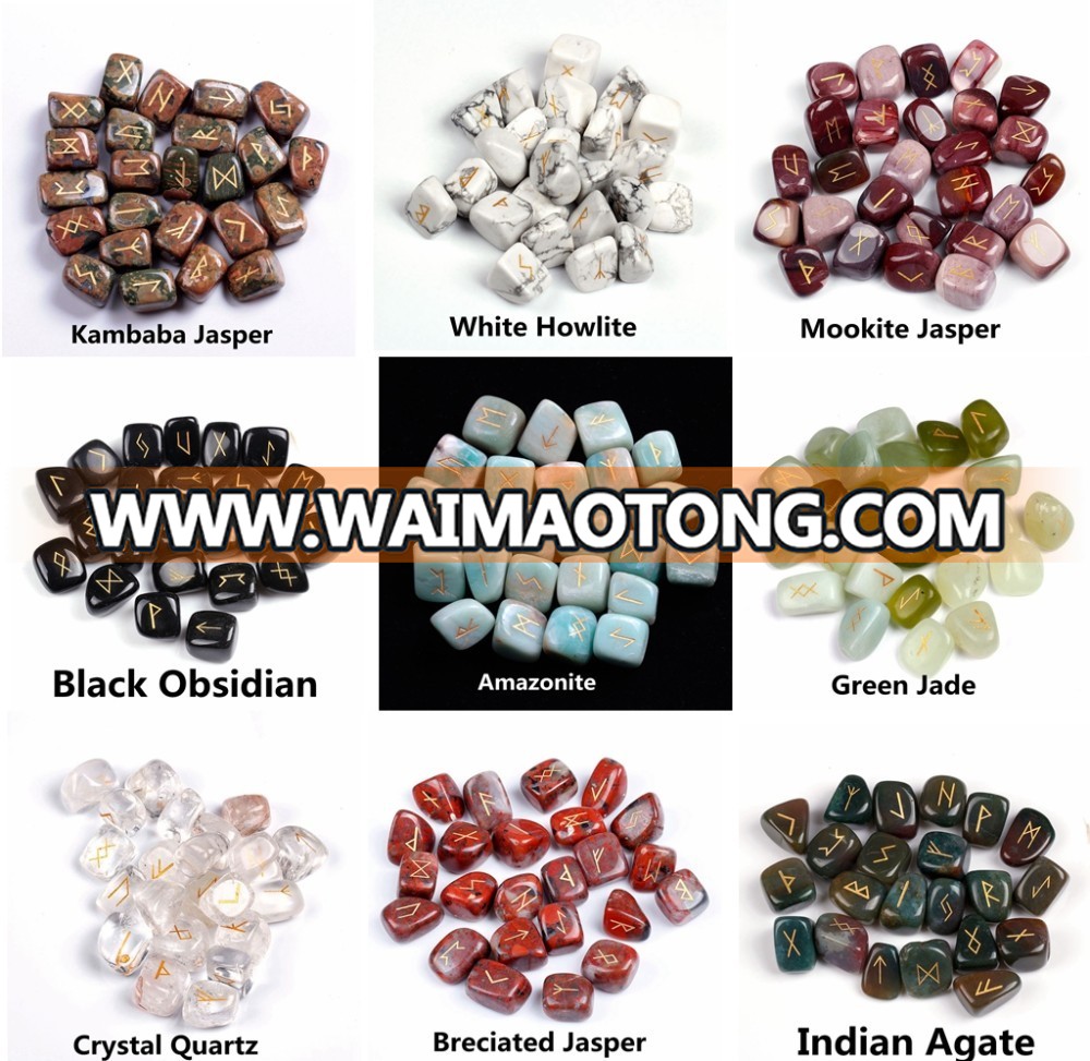 Wholesale Natural semi precious engraved tumbled stone