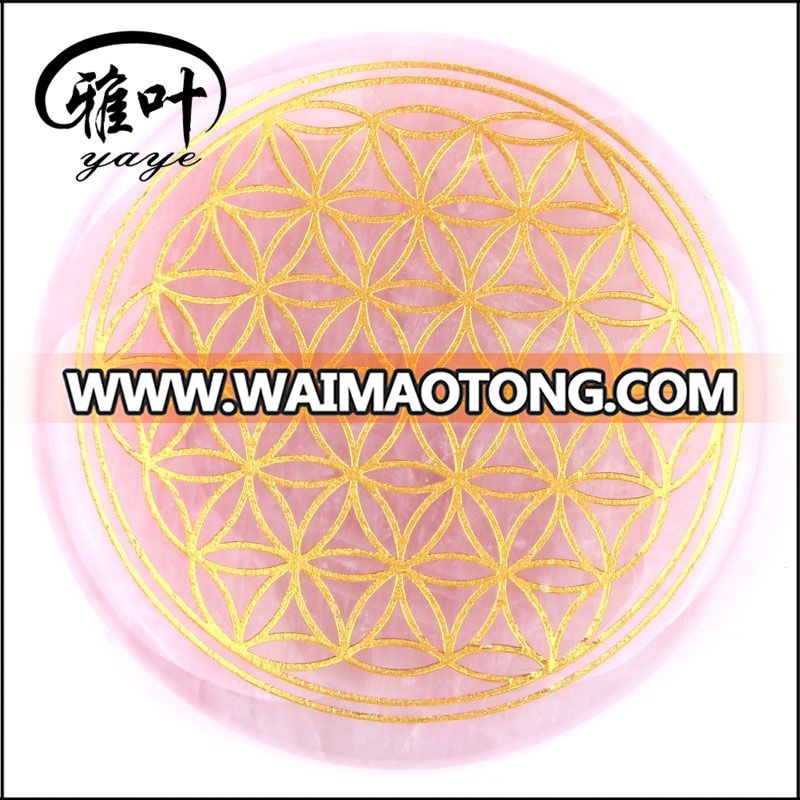 Wholesale Engraved Assorted Crystal Gemstone Flower of Life Pocket Stone for Sale