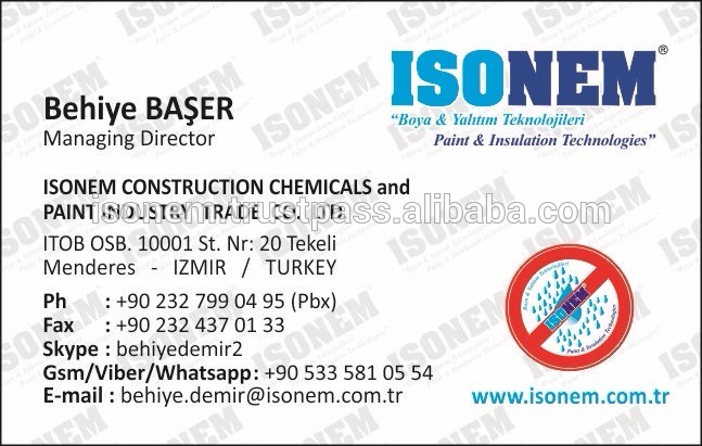 ISONEM PAINTS AND INSULATION TECHNOLOGIES, MANUFACTURER FROM TURKEY