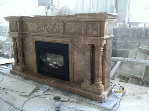 Prefab rainforest green marble fireplace surround