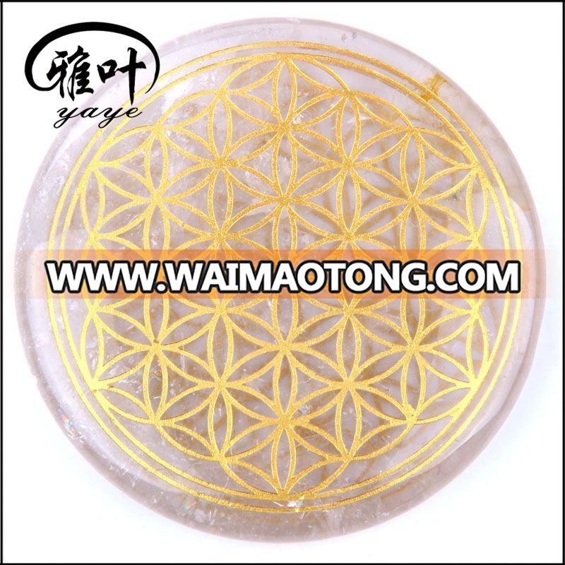 Wholesale Engraved Assorted Crystal Gemstone Flower of Life Pocket Stone for Sale