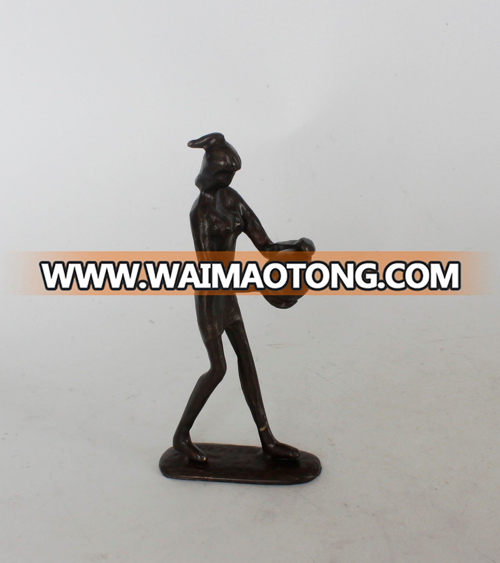 Home Decor Handicraft Cast Iron Bronze Boy With Dog Statues