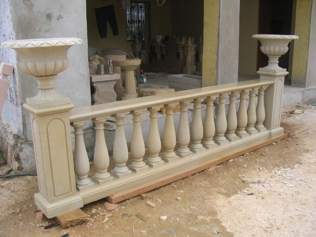 cream hand carved sandstone pillar balustrades