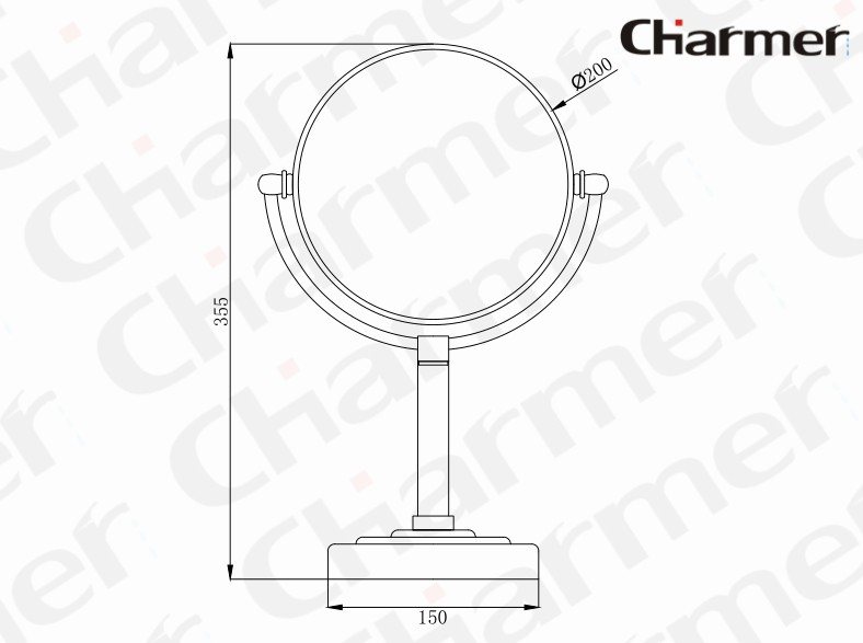 Charmer SW01205 Battery-operated Chrome Pedestal Mirror