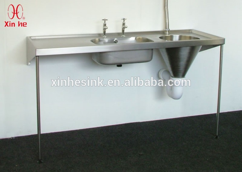 Stainless Steel infundibuliform funnel shaped slop hopper wall hung hand wash basin combined sluice sink for public use