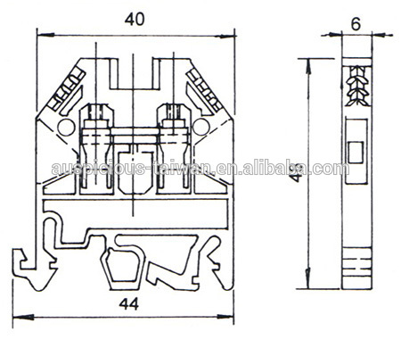 30A 600VAC 4mm2 Screw Clamp Terminal Block (ATB-4)