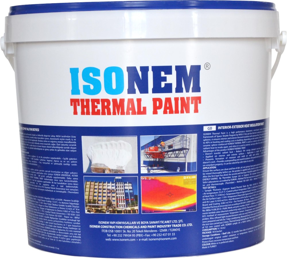 ISONEM THERMAL PAINT - BEST SELLING PAINT!!! for Walls Exterior Interior Heat Insulation and Waterproofing Paint, Made in TURKEY