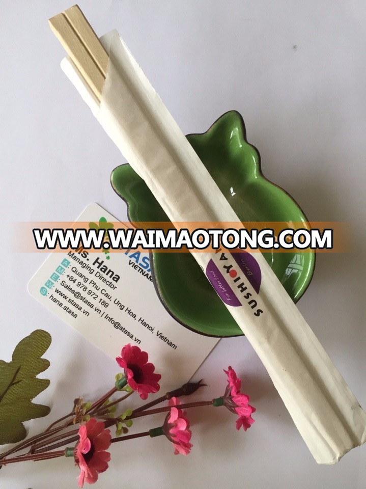 High quality disposable wooden chopsticks with paper sleeve