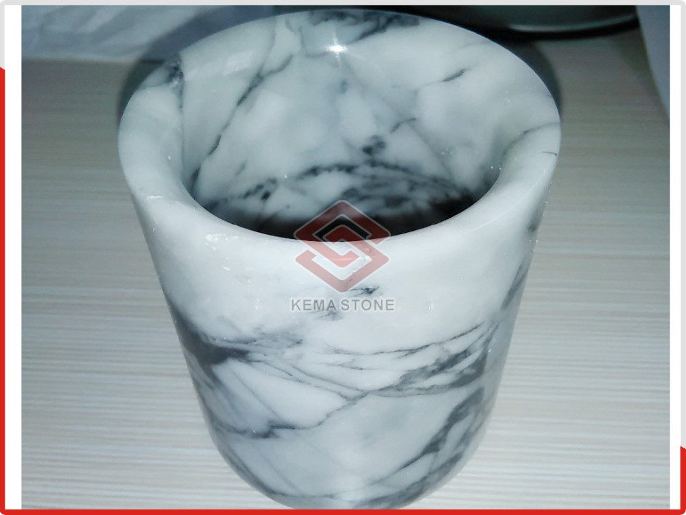 White Natural Marble Candle Jar With Lid