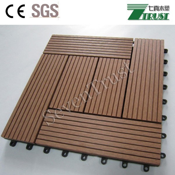 Beautiful outdoor wpc DIY tiles,easy install WPC interlocking deck tiles (30cmx30cm)