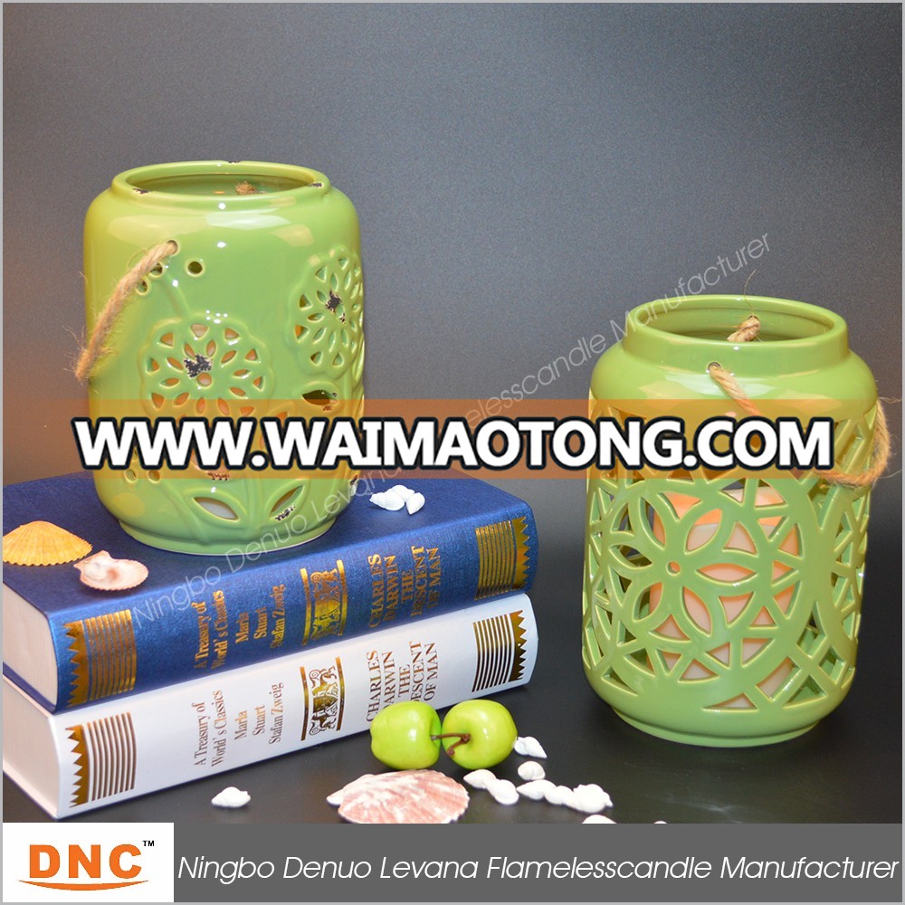 Hand-Crafted Indoor and Outdoor Decorative Ceramic Candle Jar