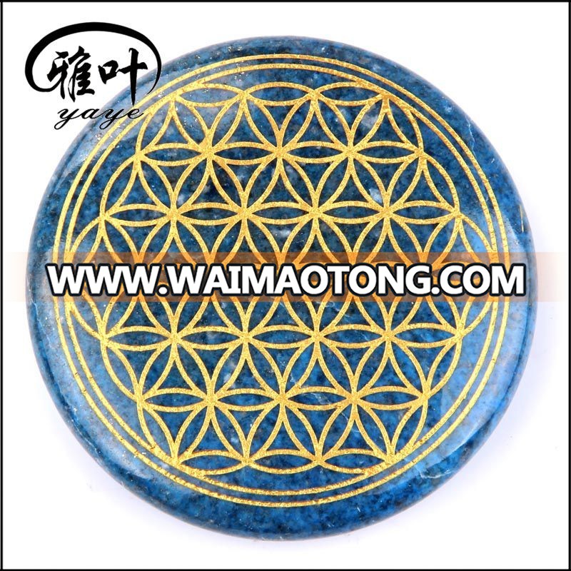 Wholesale Engraved Assorted Crystal Gemstone Flower of Life Pocket Stone for Sale