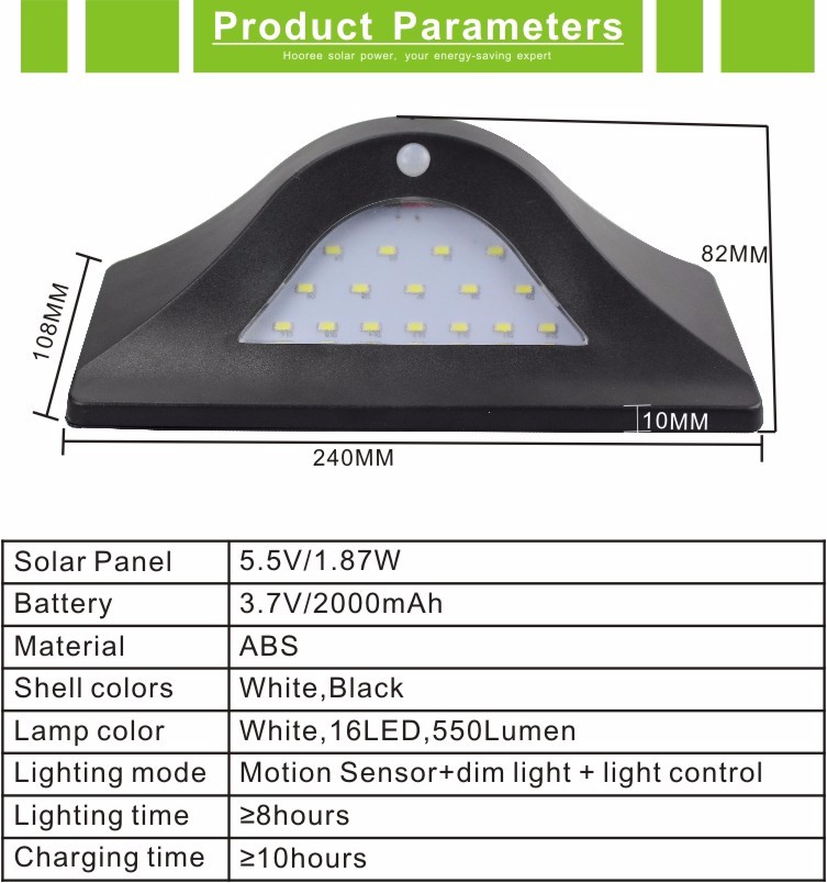 Wholesale Hooree 2019 new mold outdoor solar 16 led 500 LM wall lighting with motion sensor garden light