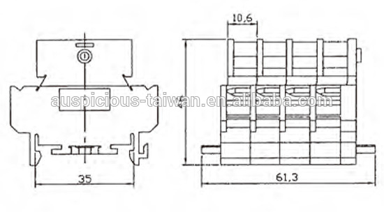 20A 300VAC 10.6mm Pitch Double Deck Terminal Block (DTB-20)