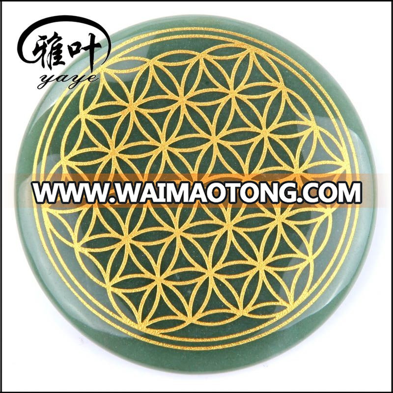 Wholesale Engraved Assorted Crystal Gemstone Flower of Life Pocket Stone for Sale