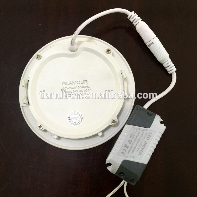 residential and commercial 9w recessed round led panel ceiling light aluminum body PC cover with CE ROHS certification