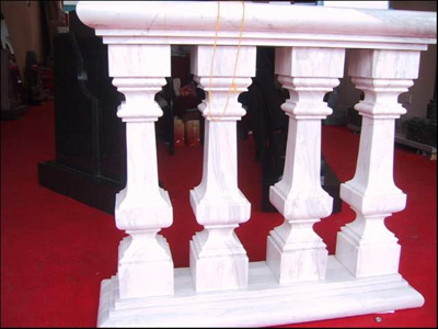 cream hand carved sandstone pillar balustrades