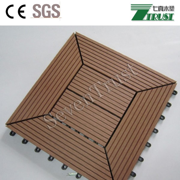 Beautiful outdoor wpc DIY tiles,easy install WPC interlocking deck tiles (30cmx30cm)