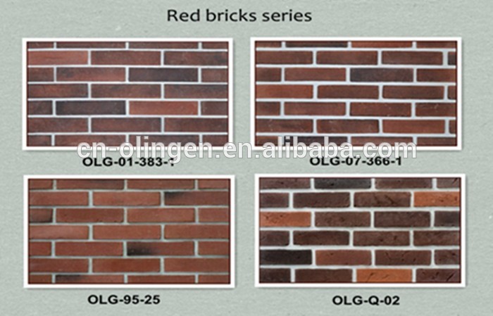 Cement thin bricks for facades decoration