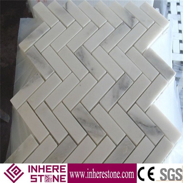 calacatta herringbone mosaic tile