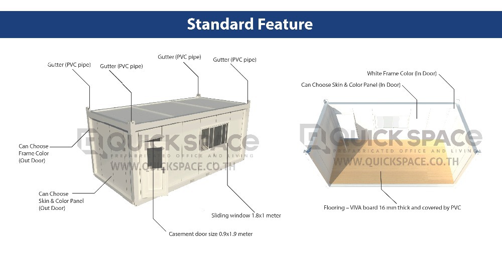 Quick Space Export Type Prefabricated Building Office Flat Pack Container