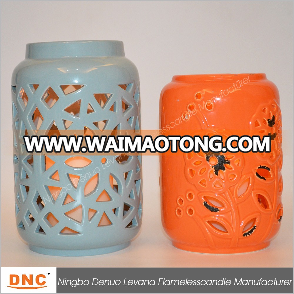 Hand-Crafted Indoor and Outdoor Decorative Ceramic Candle Jar