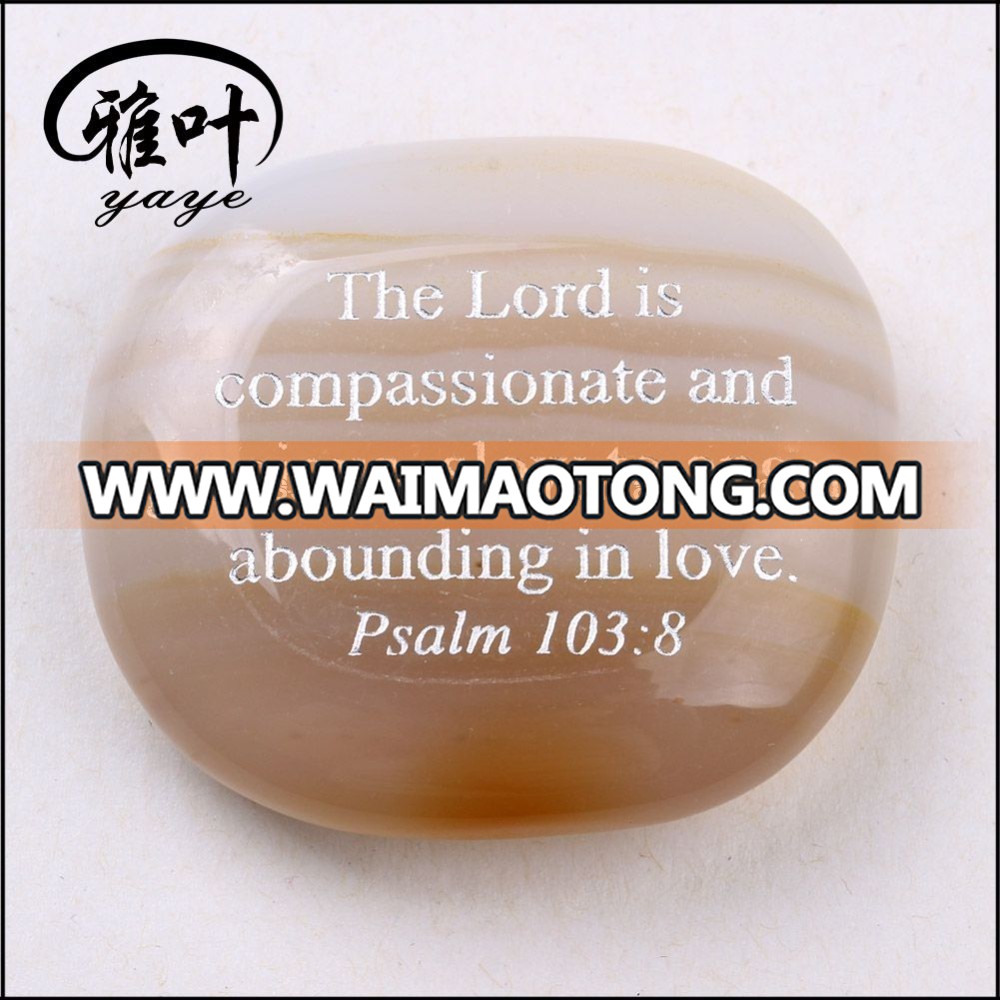 Engraved Words Natural Carnelian Palm Stone