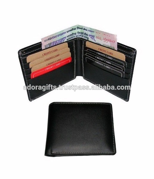 RFID Blocking Security Men's Bifold Card Id Credit Genuine Leather Wallet Black