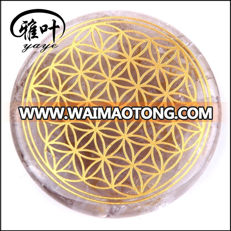 Wholesale Engraved Assorted Crystal Gemstone Flower of Life Pocket Stone for Sale