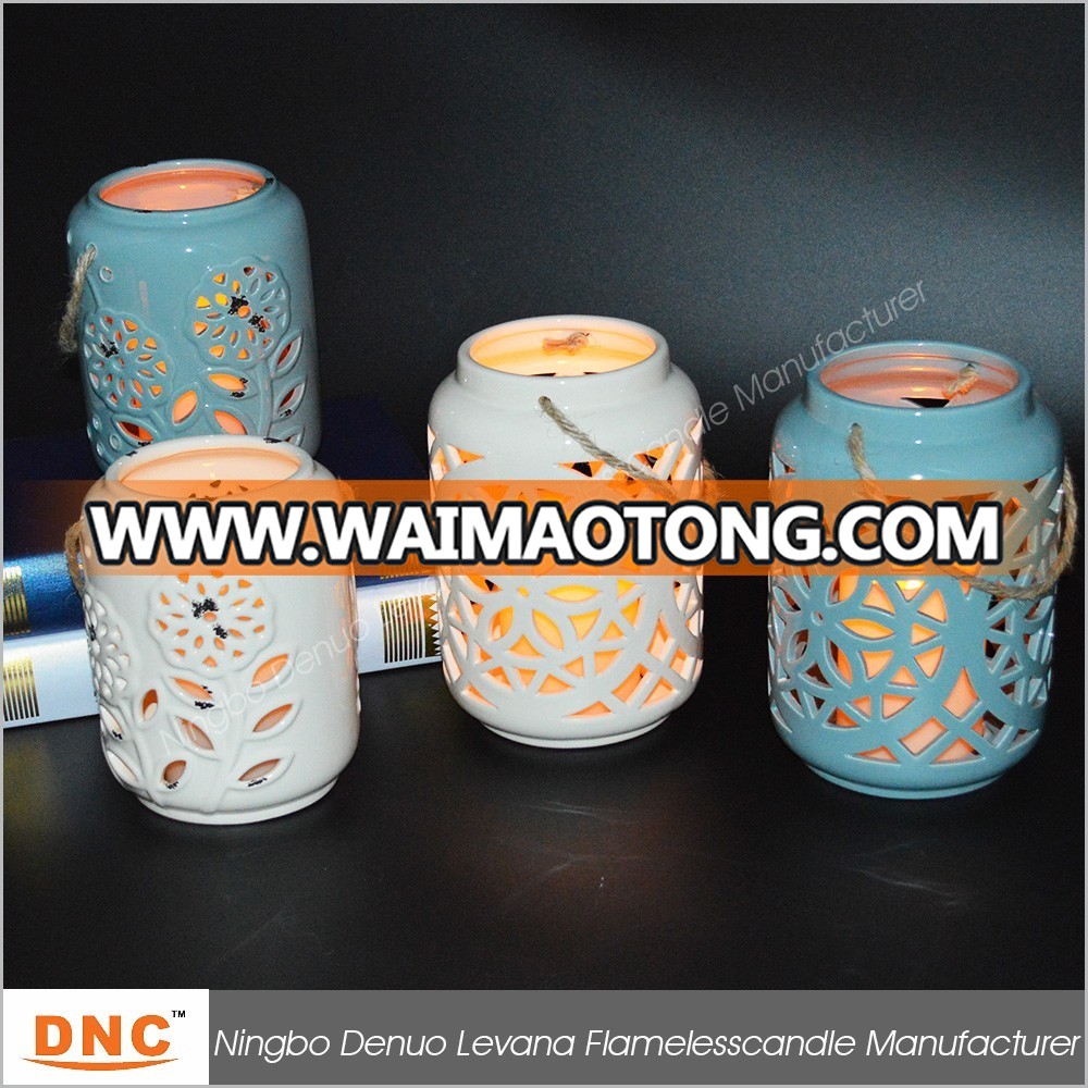 Hand-Crafted Indoor and Outdoor Decorative Ceramic Candle Jar