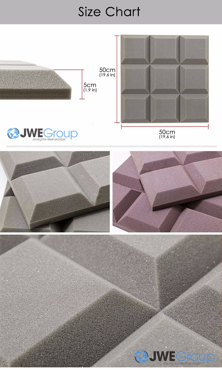 New 96pcs Bundle Bevel Grid Type Acoustic Panel Sound Absorption Studio Soundproof Foam 50x50x5cm 7 Colors KK1046