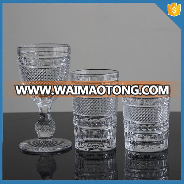 LXHY-B032 embossed whisky glass crystal DOF tumbler glasses