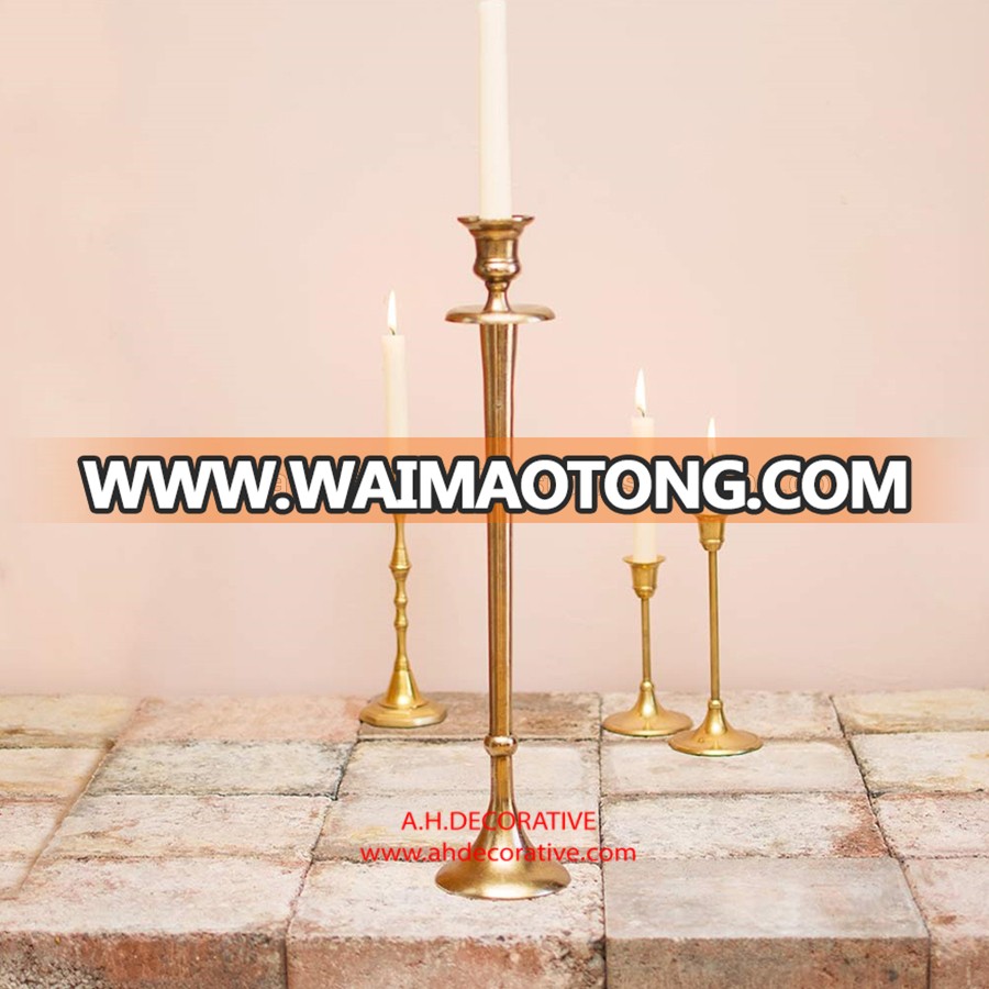 Small Gold Pillar Candle Holder