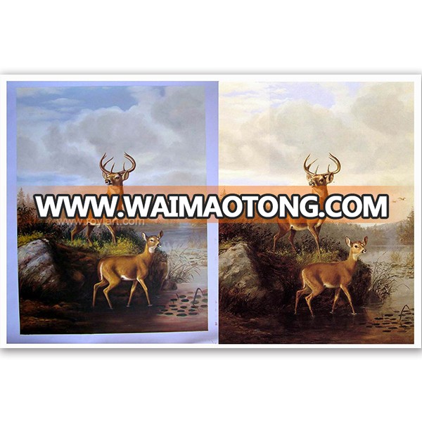 Handmade Deer Lake Wildlife Reproduction Oil Painting by Arthur Fitzwilliam Tait