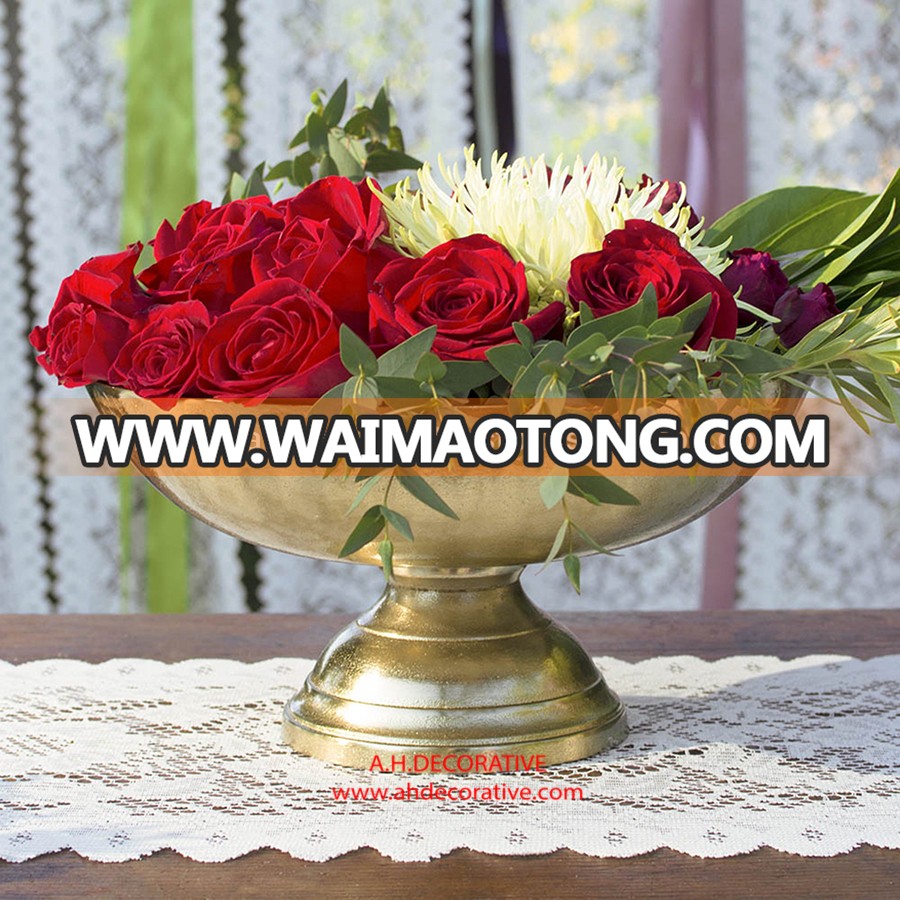 Gold Metal Pedestal Compote Vase