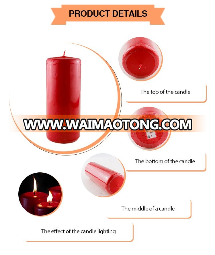 Special design decorative long burning time paraffin wax pillar candles for church decoration