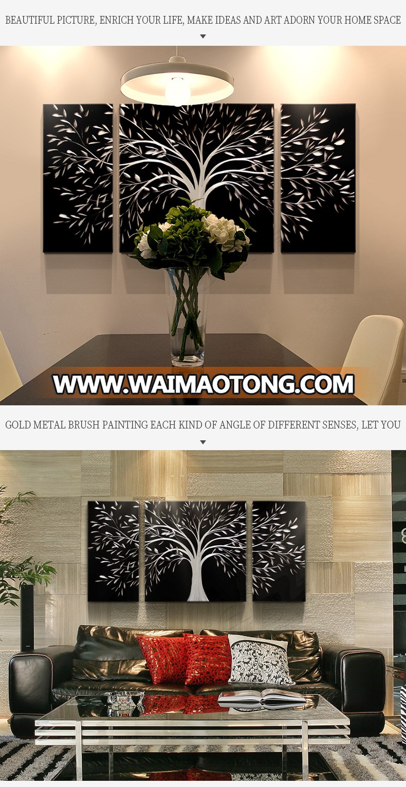 Tree Metal Wall Art, 3D Wall Art for Modern and Contemporary Decor, Decorative hanging in 3-Panels Measures 24"x 48"