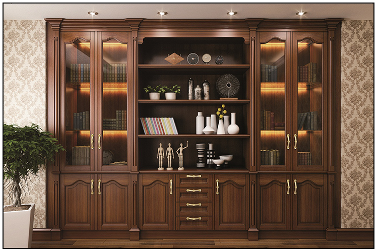 classic customized white luxury room bookcase wooden bookstore